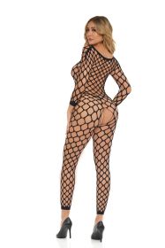 Crotchless Bodystocking - One Size - Black (Color: black)